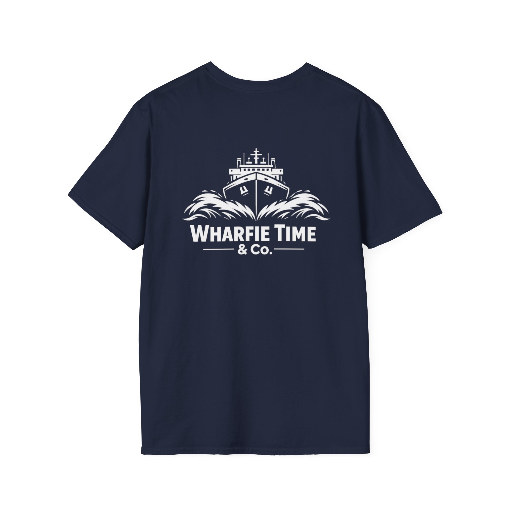 Anchor Chest Logo T-Shirt — Small Nautical Anchor "Anchors Tow" Tee -Dark Colours White Logo
