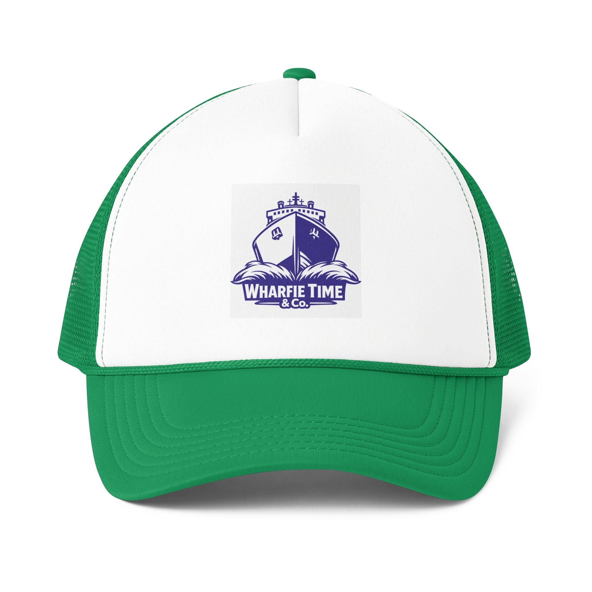 Trucker Cap — 'Wharfie Time & Co.' Boat Logo Mesh Back Hat