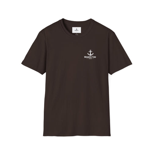 Anchor Chest Logo T-Shirt — Small Nautical Anchor "Anchors Tow" Tee -Dark Colours White Logo