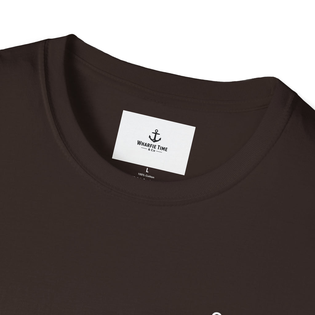 Anchor Chest Logo T-Shirt — Small Nautical Anchor "Anchors Tow" Tee -Dark Colours White Logo