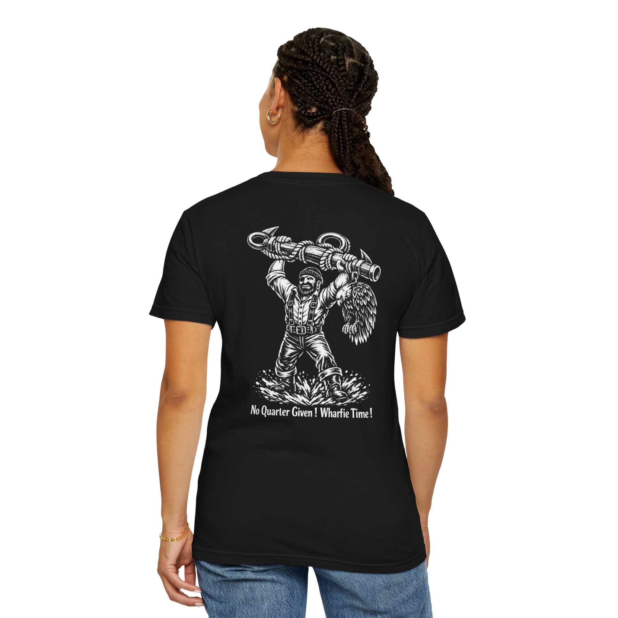 Wharfie Anchor T-Shirt — "No Quarter Given! Wharfie Time!" Graphic Tee