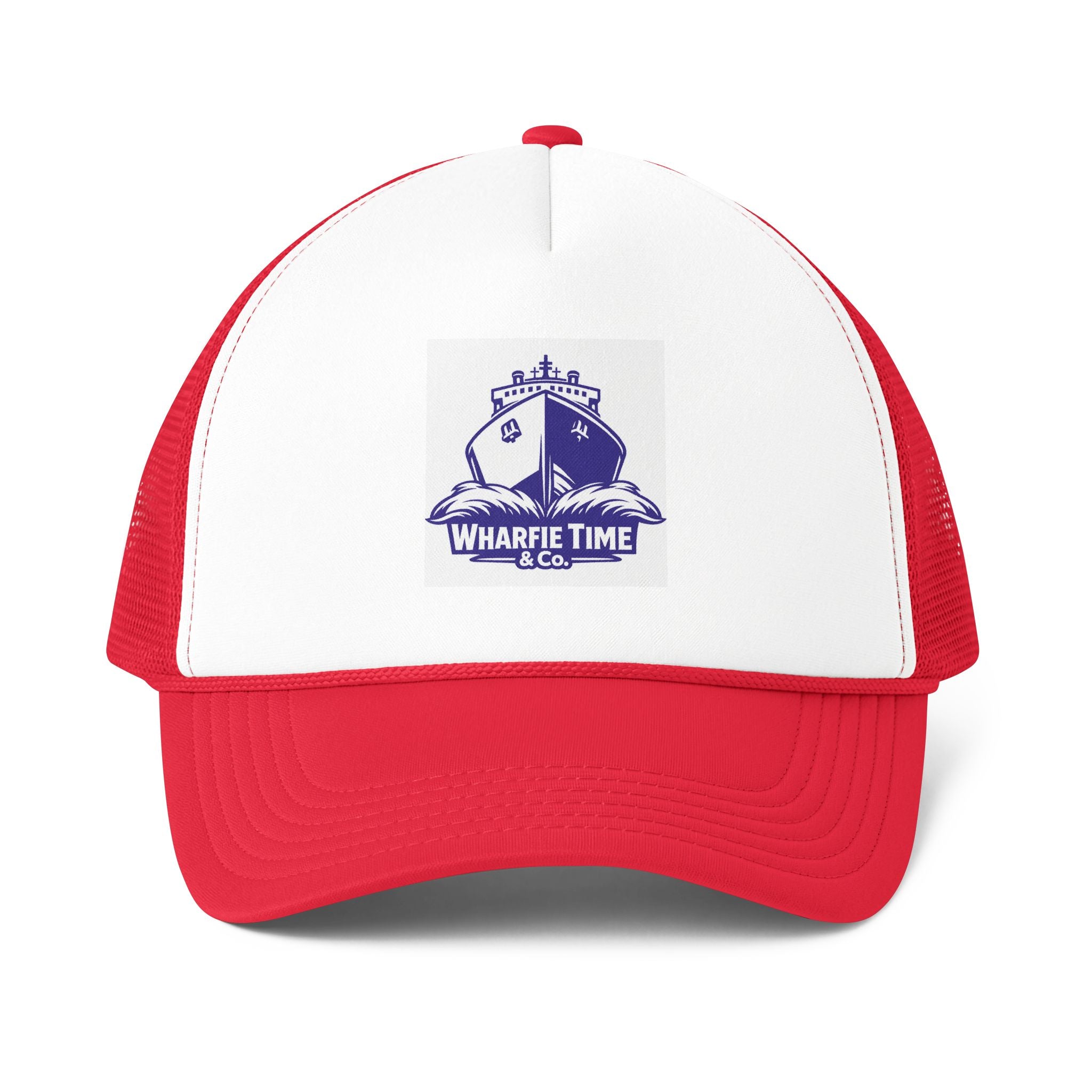 Trucker Cap — 'Wharfie Time & Co.' Boat Logo Mesh Back Hat