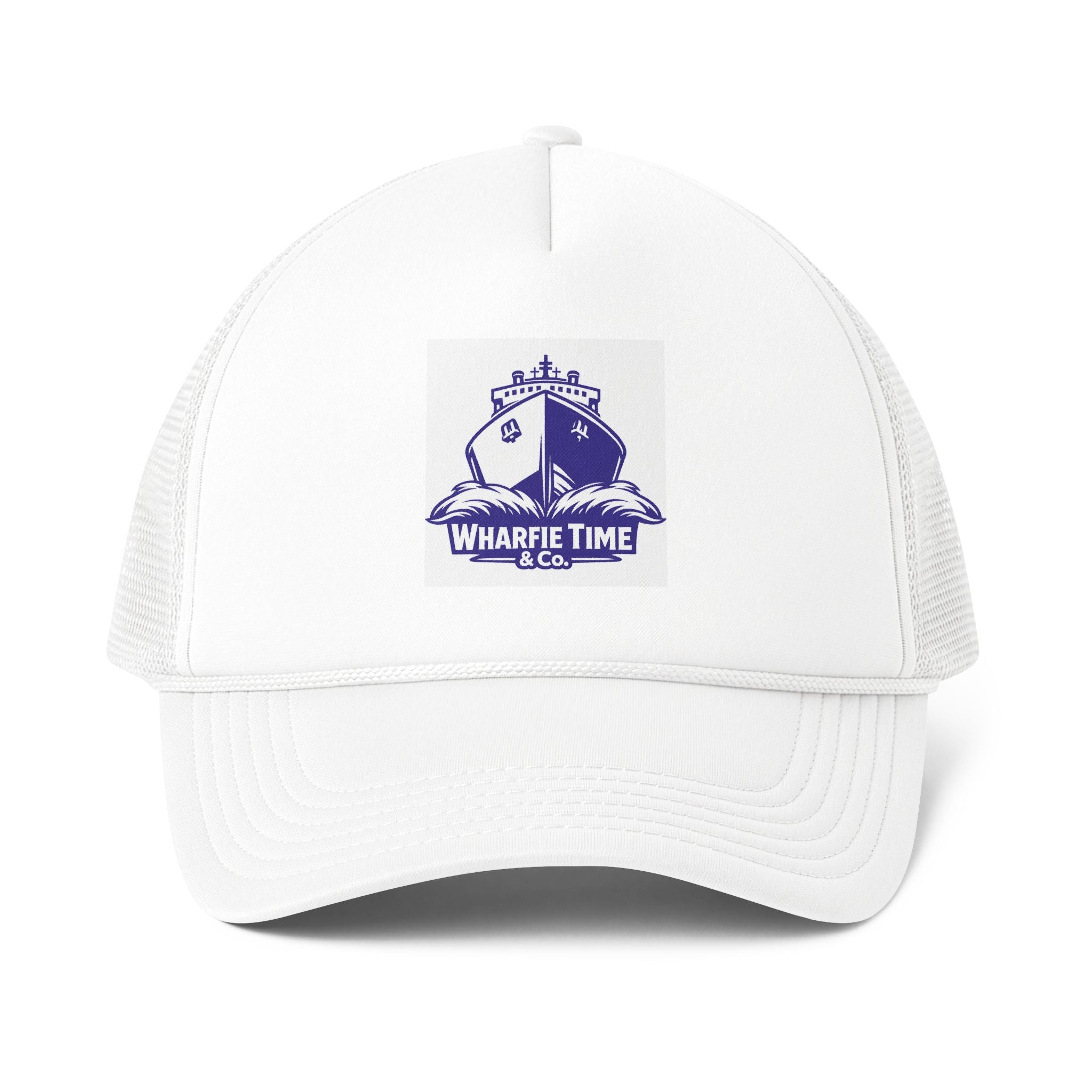 Trucker Cap — 'Wharfie Time & Co.' Boat Logo Mesh Back Hat