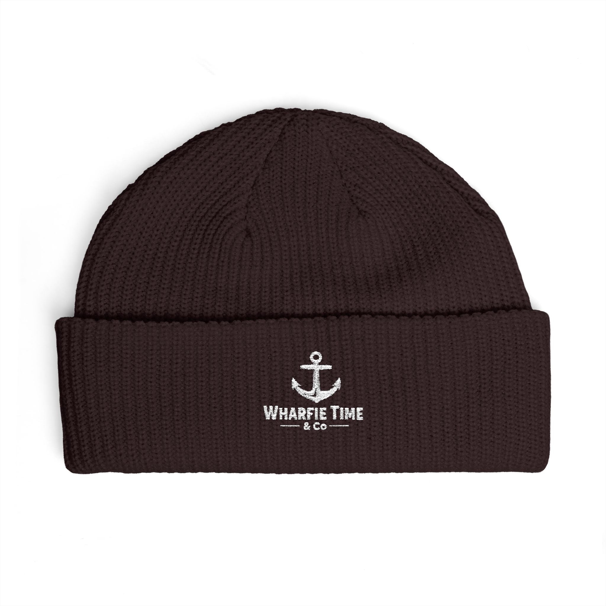 Anchor Logo Cuff Beanie — Embroidered Nautical Knit Hat