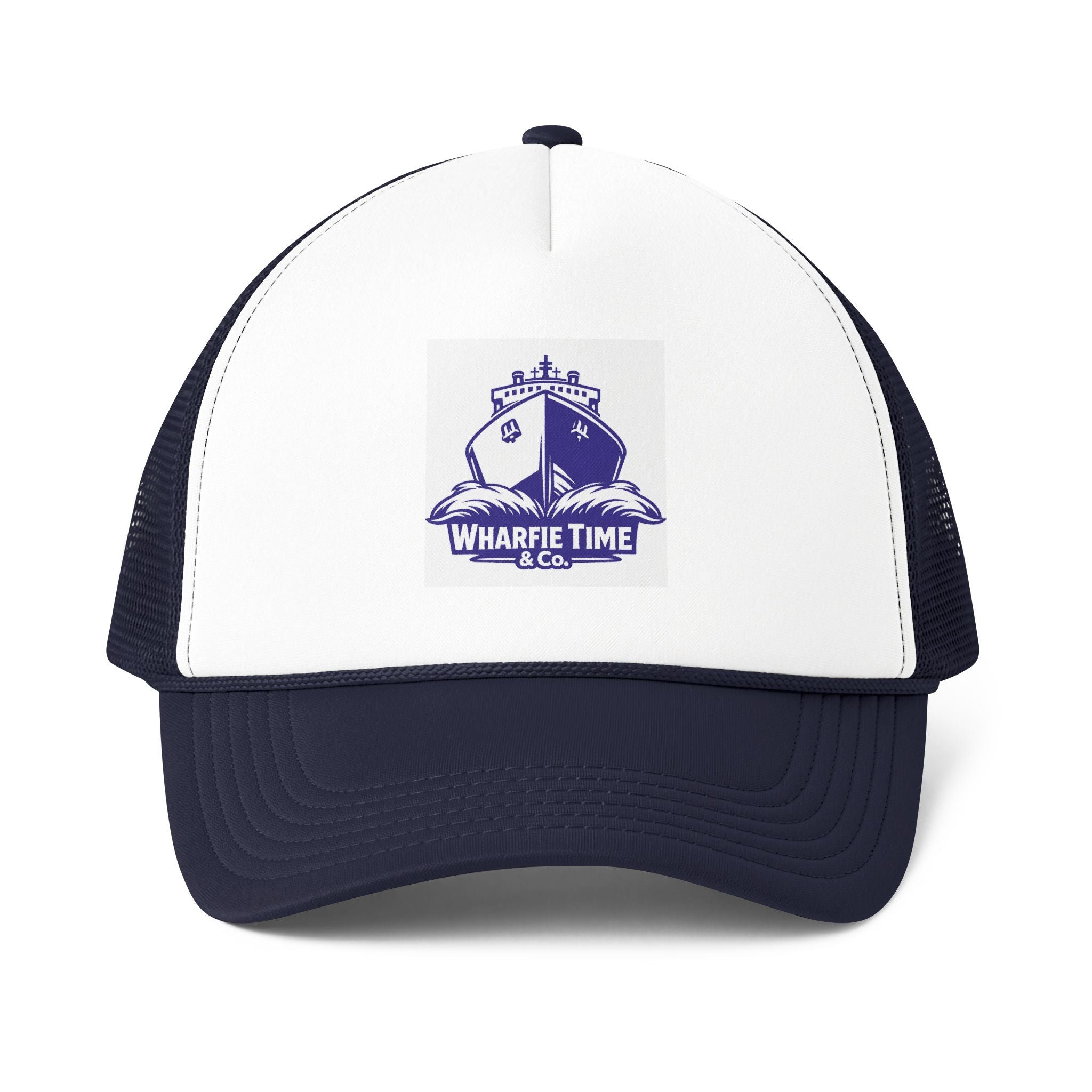 Trucker Cap — 'Wharfie Time & Co.' Boat Logo Mesh Back Hat