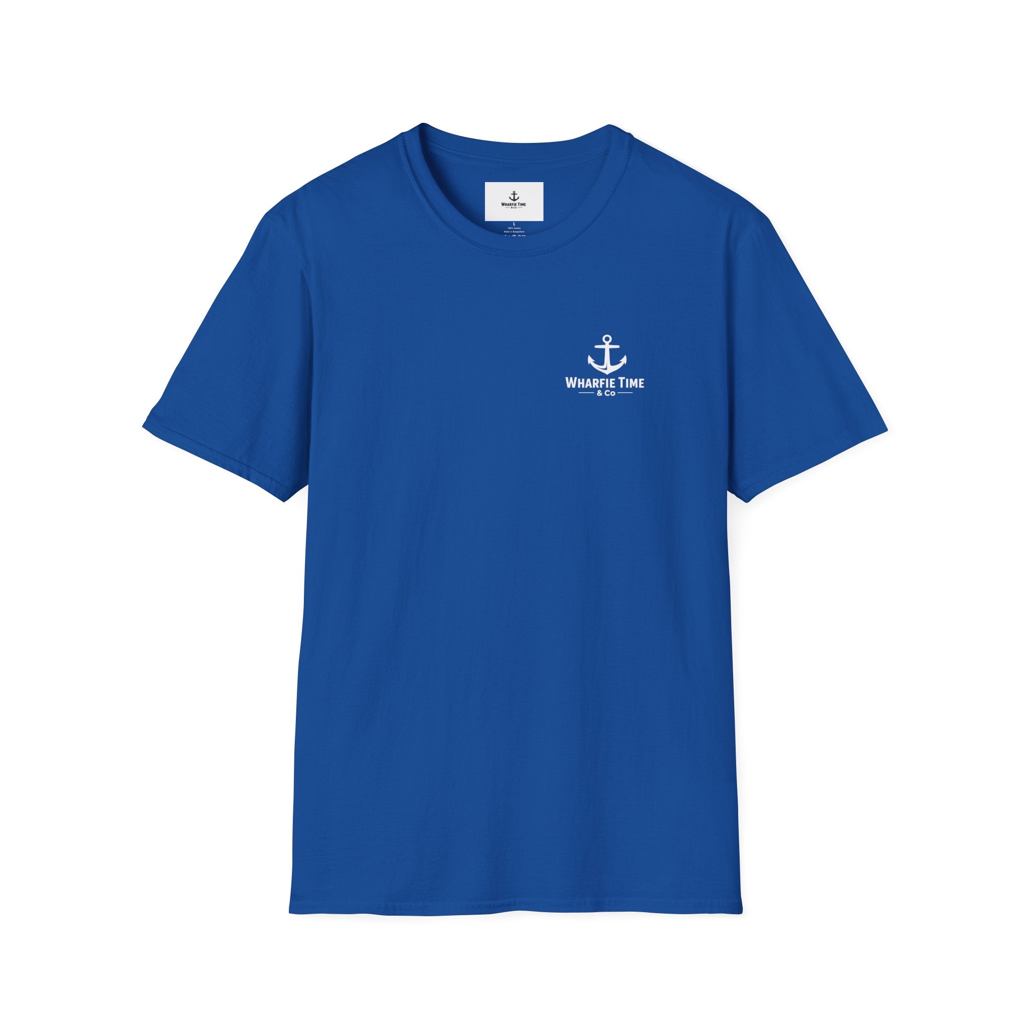 Anchor Chest Logo T-Shirt — Small Nautical Anchor "Anchors Tow" Tee -Dark Colours White Logo
