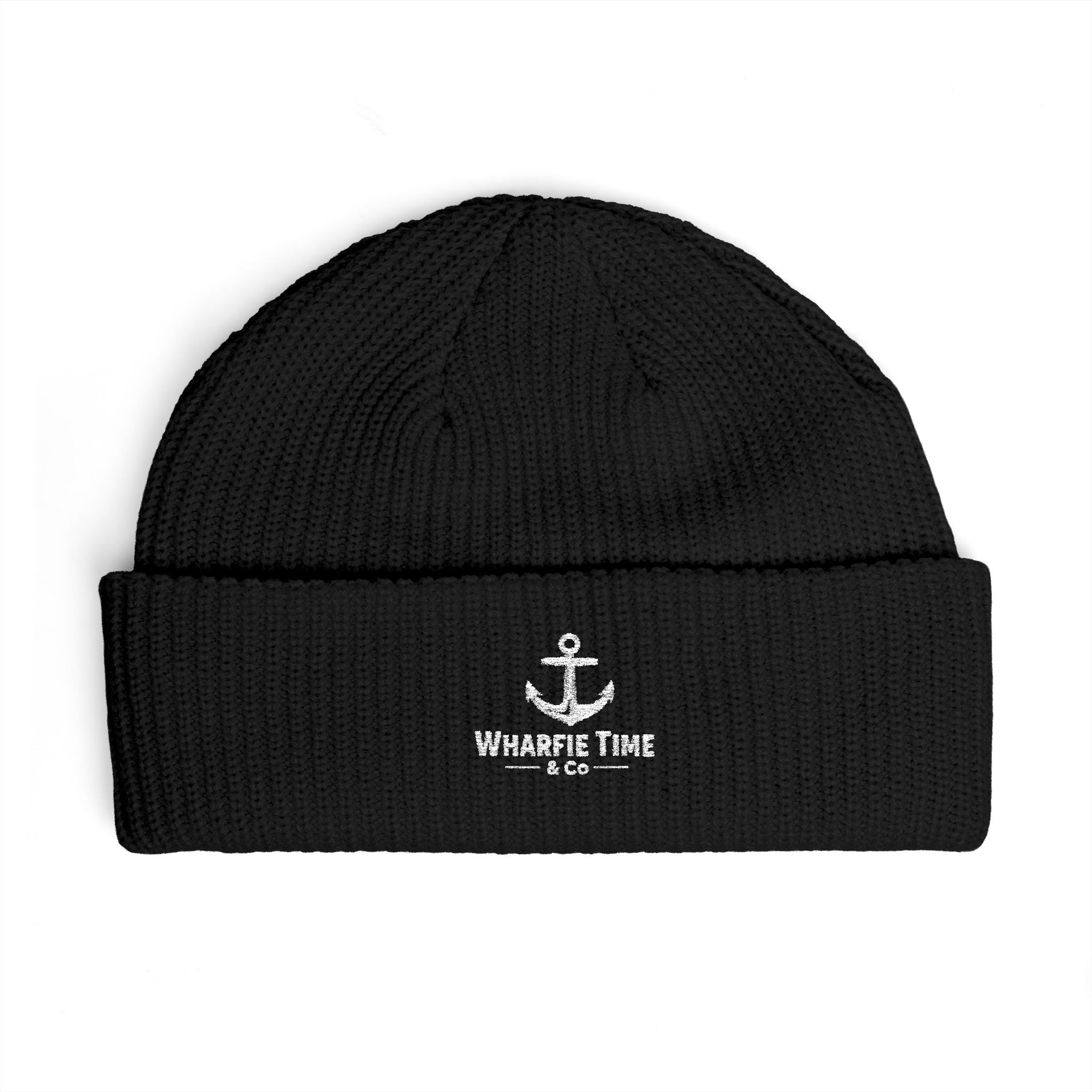 Anchor Logo Cuff Beanie — Embroidered Nautical Knit Hat