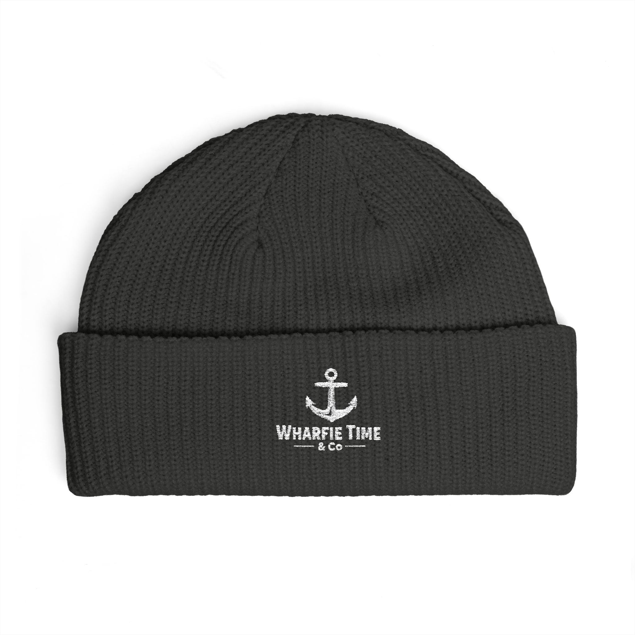 Anchor Logo Cuff Beanie — Embroidered Nautical Knit Hat