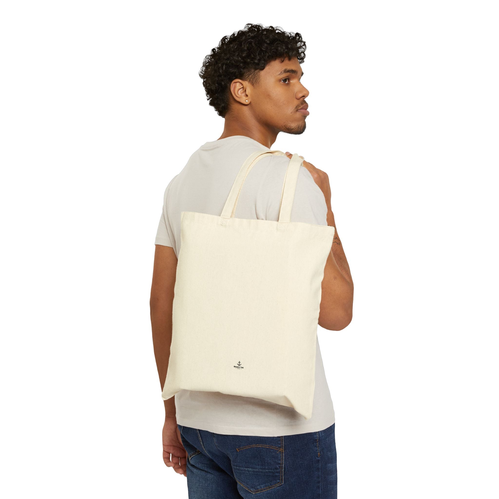 Fremantle Wharfie Time Canvas Tote Bag — Vintage Harbour Illustration