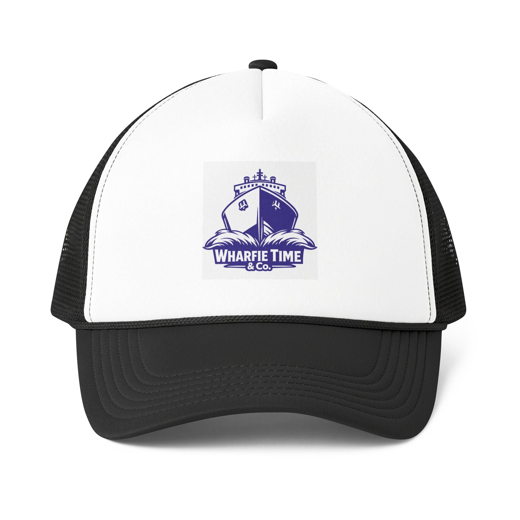 Trucker Cap — 'Wharfie Time & Co.' Boat Logo Mesh Back Hat