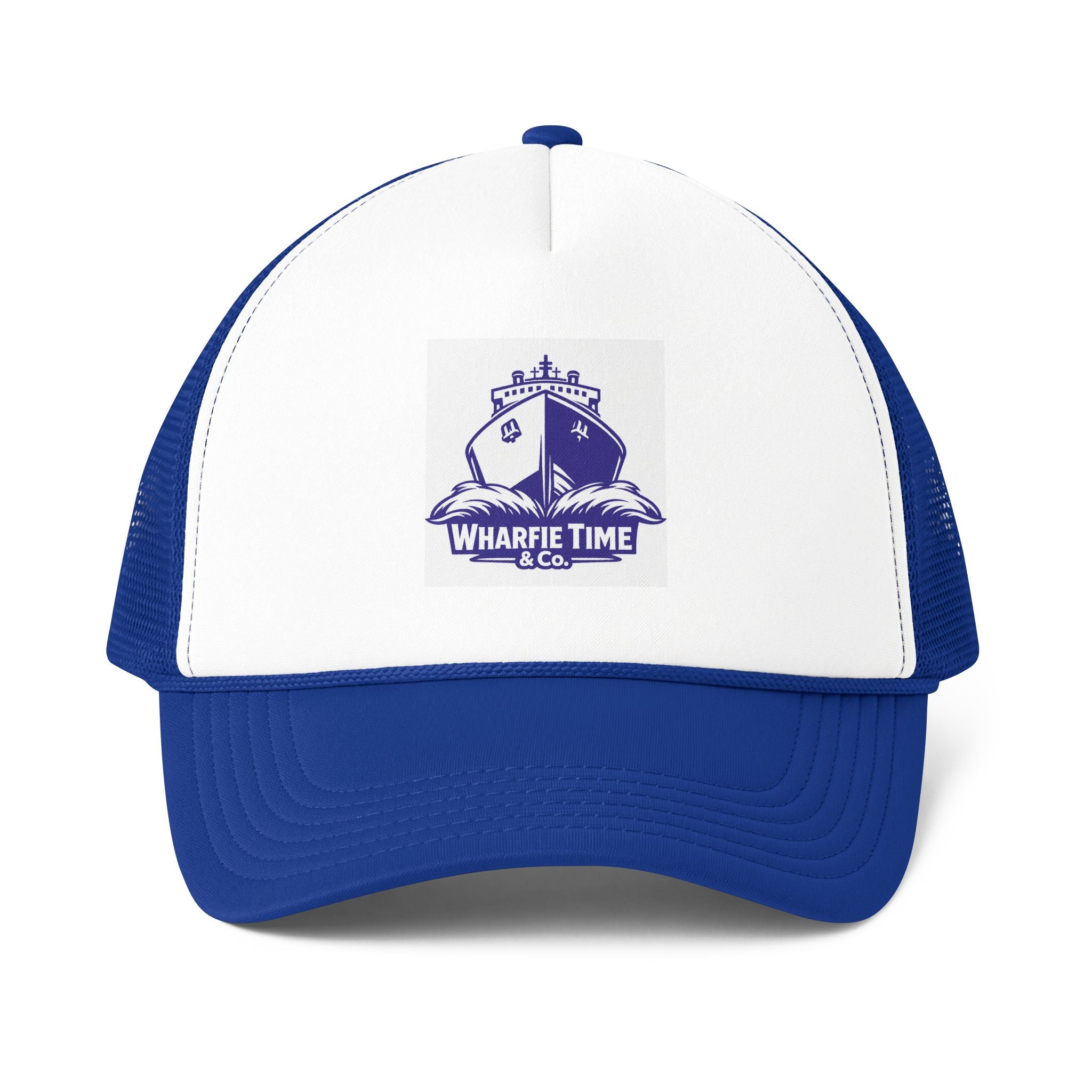 Trucker Cap — 'Wharfie Time & Co.' Boat Logo Mesh Back Hat