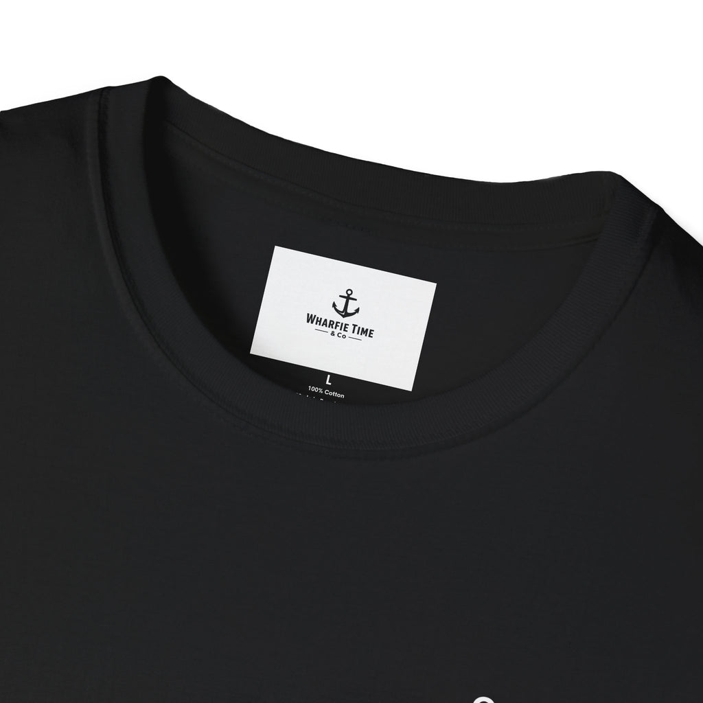 Anchor Chest Logo T-Shirt — Small Nautical Anchor "Anchors Tow" Tee -Dark Colours White Logo