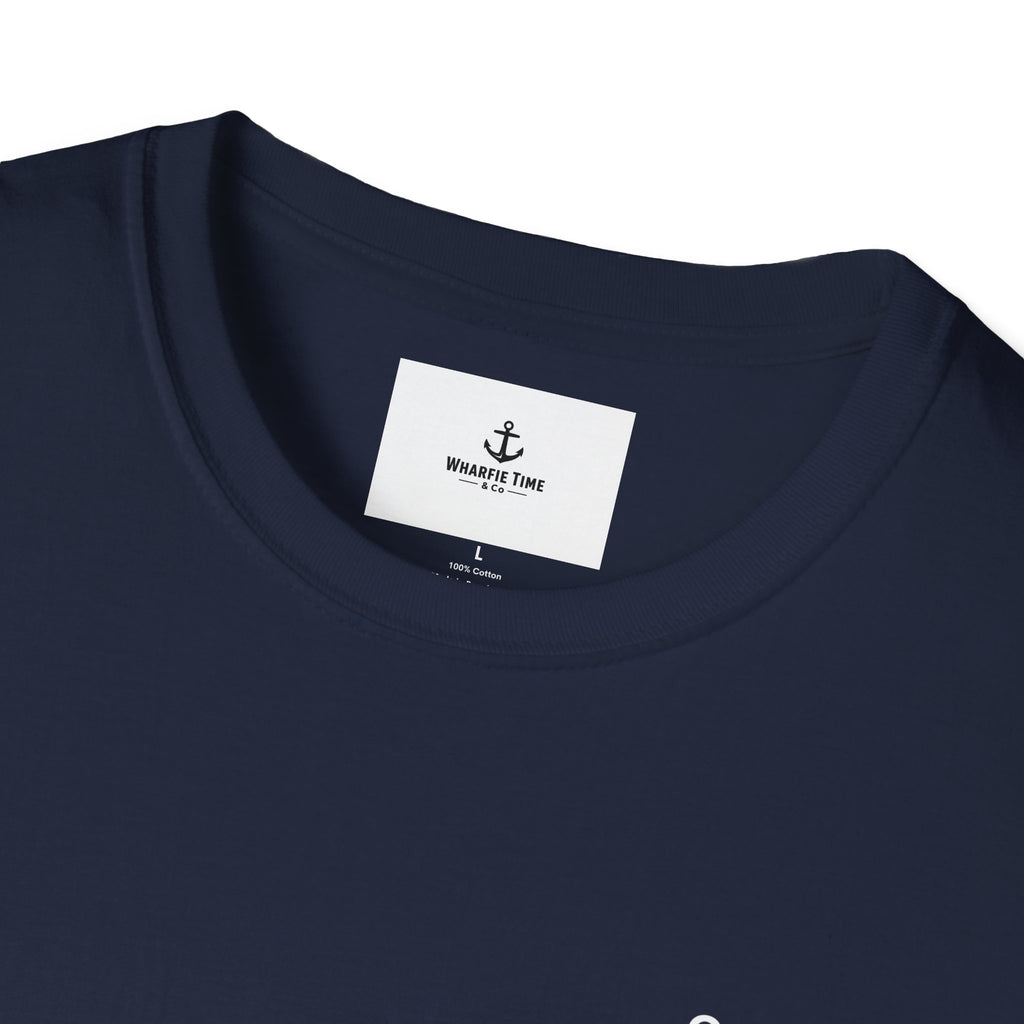 Anchor Chest Logo T-Shirt — Small Nautical Anchor "Anchors Tow" Tee -Dark Colours White Logo