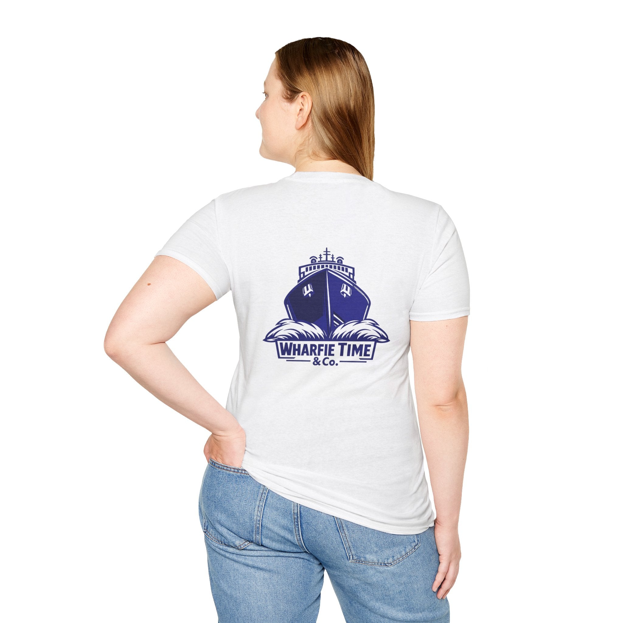 Boat Logo T-Shirt — "Wharfie Time" Nautical Crew Tee