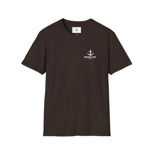 Anchor Chest Logo T-Shirt — Small Nautical Anchor "Anchors Tow" Tee -Dark Colours White Logo
