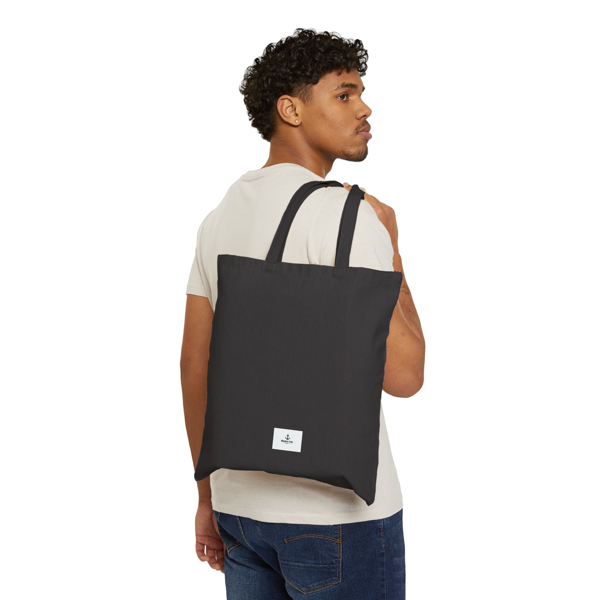 Fremantle Wharfie Time Canvas Tote Bag — Vintage Harbour Illustration